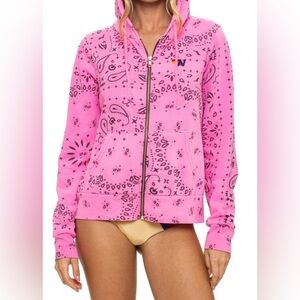 Aviator Nation Bandana Zip Hoodie | Neon Pink - XS